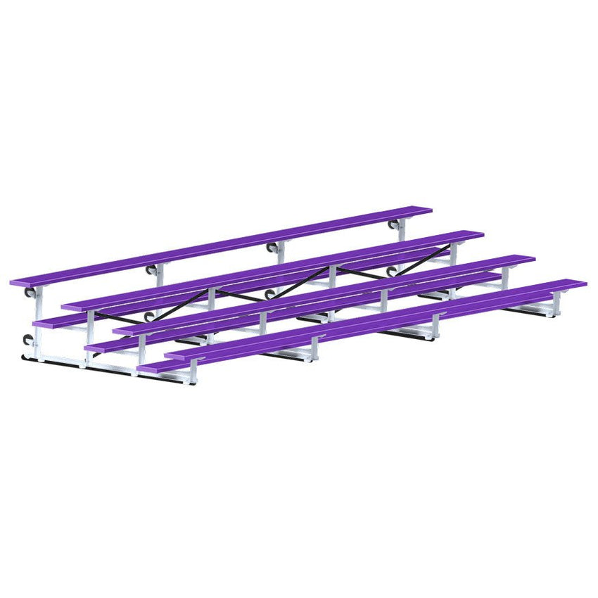 Jaypro Sports Bleacher - 4 Row - Tip & Roll, Single Foot Plank, Powder Coated - 21' L (BLCH - 421TRGPC) - SchoolOutlet