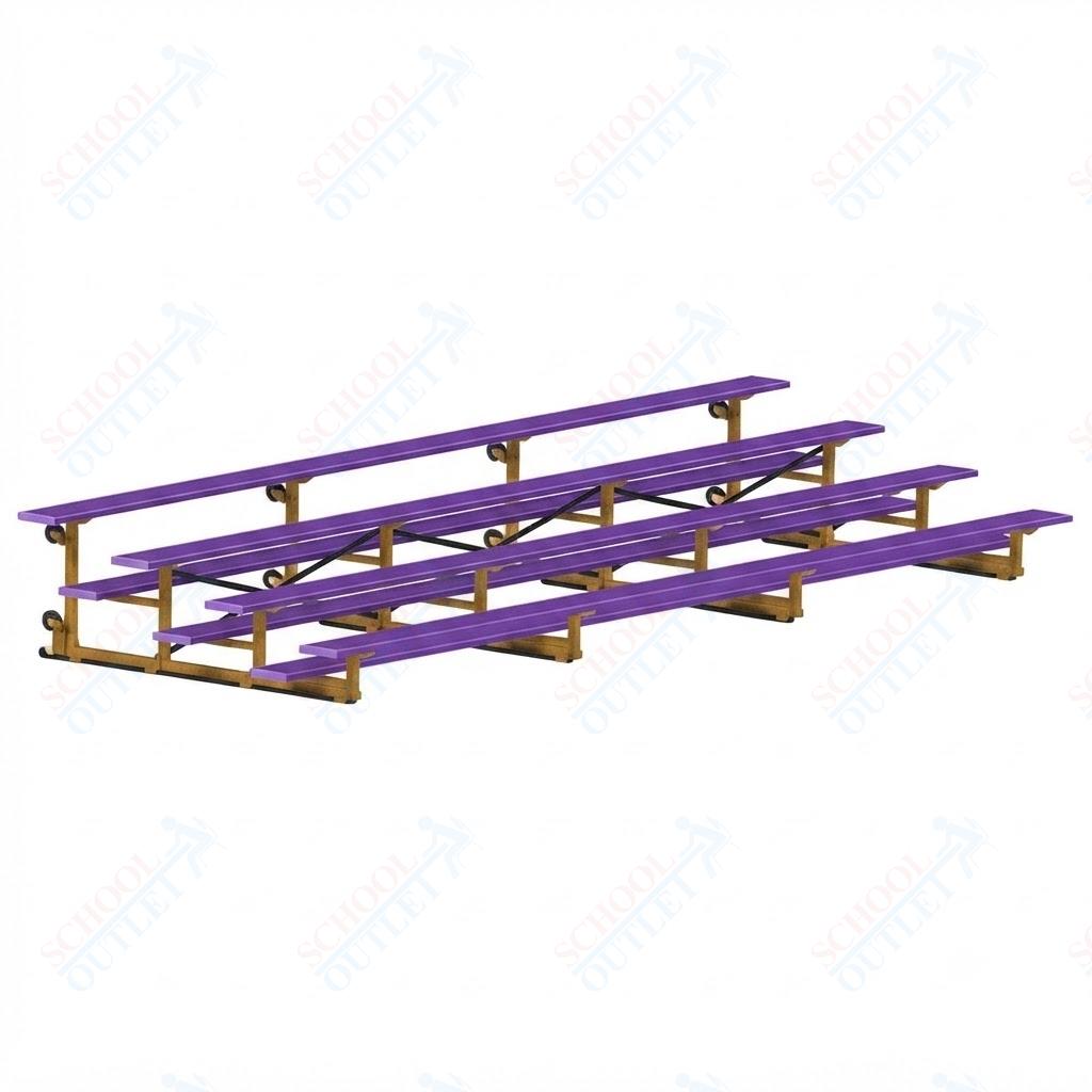 Jaypro Sports Bleacher - 4 Row - Tip & Roll, Single Foot Plank, Powder Coated - 21' L (BLCH-421TRGPC) - SchoolOutlet