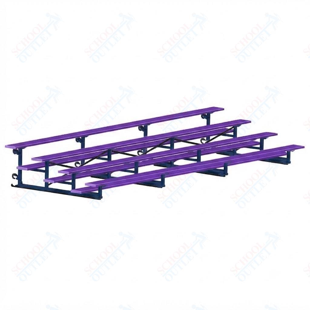 Jaypro Sports Bleacher - 4 Row - Tip & Roll, Single Foot Plank, Powder Coated - 21' L (BLCH-421TRGPC) - SchoolOutlet