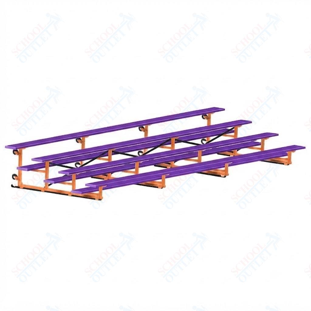 Jaypro Sports Bleacher - 4 Row - Tip & Roll, Single Foot Plank, Powder Coated - 21' L (BLCH-421TRGPC) - SchoolOutlet