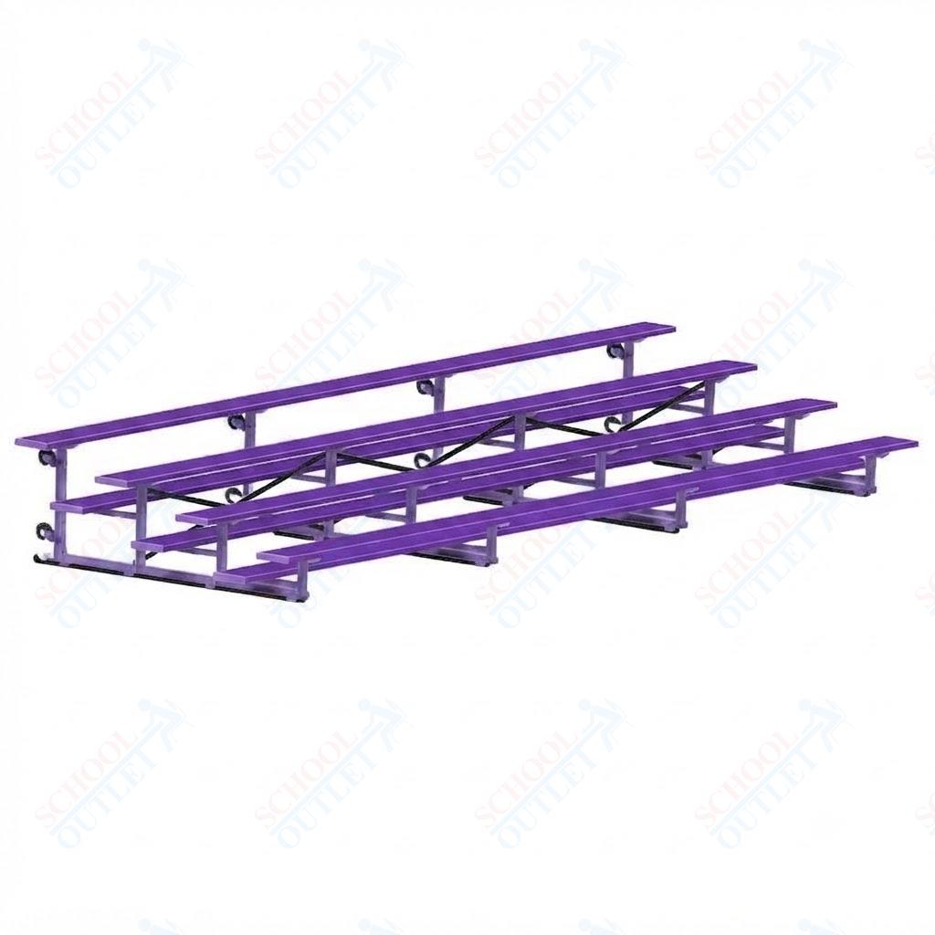 Jaypro Sports Bleacher - 4 Row - Tip & Roll, Single Foot Plank, Powder Coated - 21' L (BLCH-421TRGPC) - SchoolOutlet