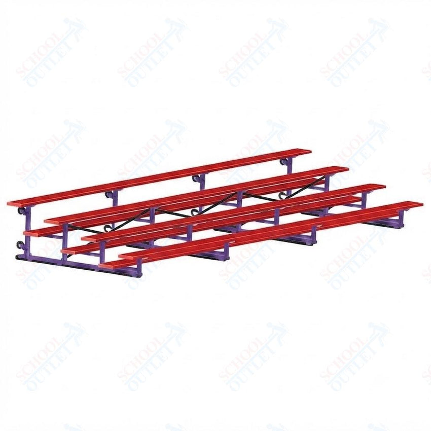 Jaypro Sports Bleacher - 4 Row - Tip & Roll, Single Foot Plank, Powder Coated - 21' L (BLCH-421TRGPC) - SchoolOutlet