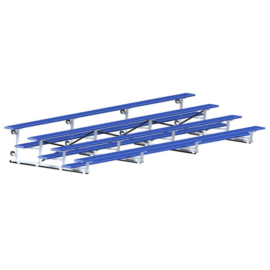 Jaypro Sports Bleacher - 4 Row - Tip & Roll, Single Foot Plank, Powder Coated - 21' L (BLCH - 421TRGPC) - SchoolOutlet