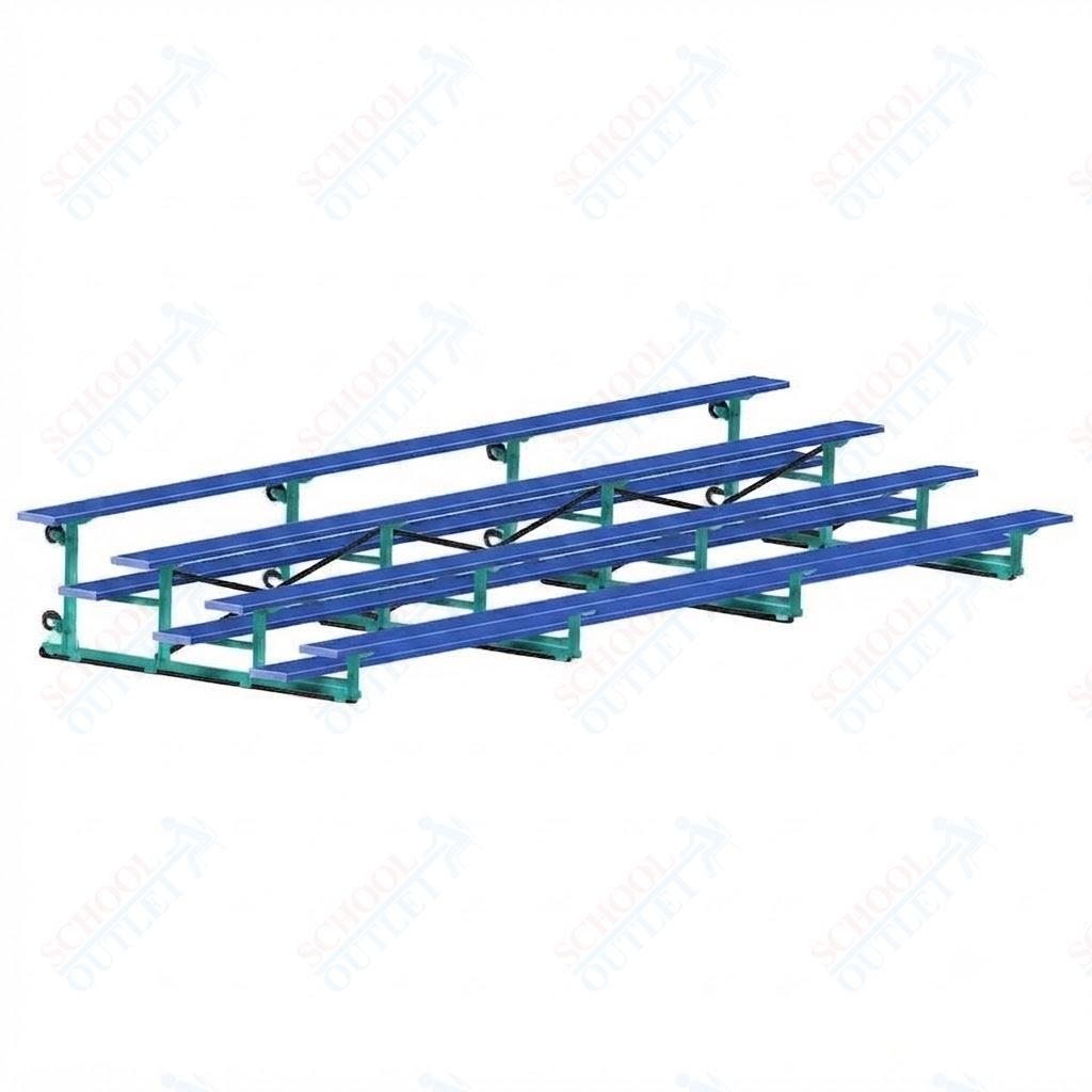 Jaypro Sports Bleacher - 4 Row - Tip & Roll, Single Foot Plank, Powder Coated - 21' L (BLCH-421TRGPC) - SchoolOutlet