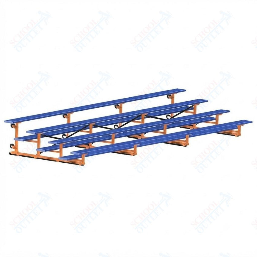 Jaypro Sports Bleacher - 4 Row - Tip & Roll, Single Foot Plank, Powder Coated - 21' L (BLCH-421TRGPC) - SchoolOutlet