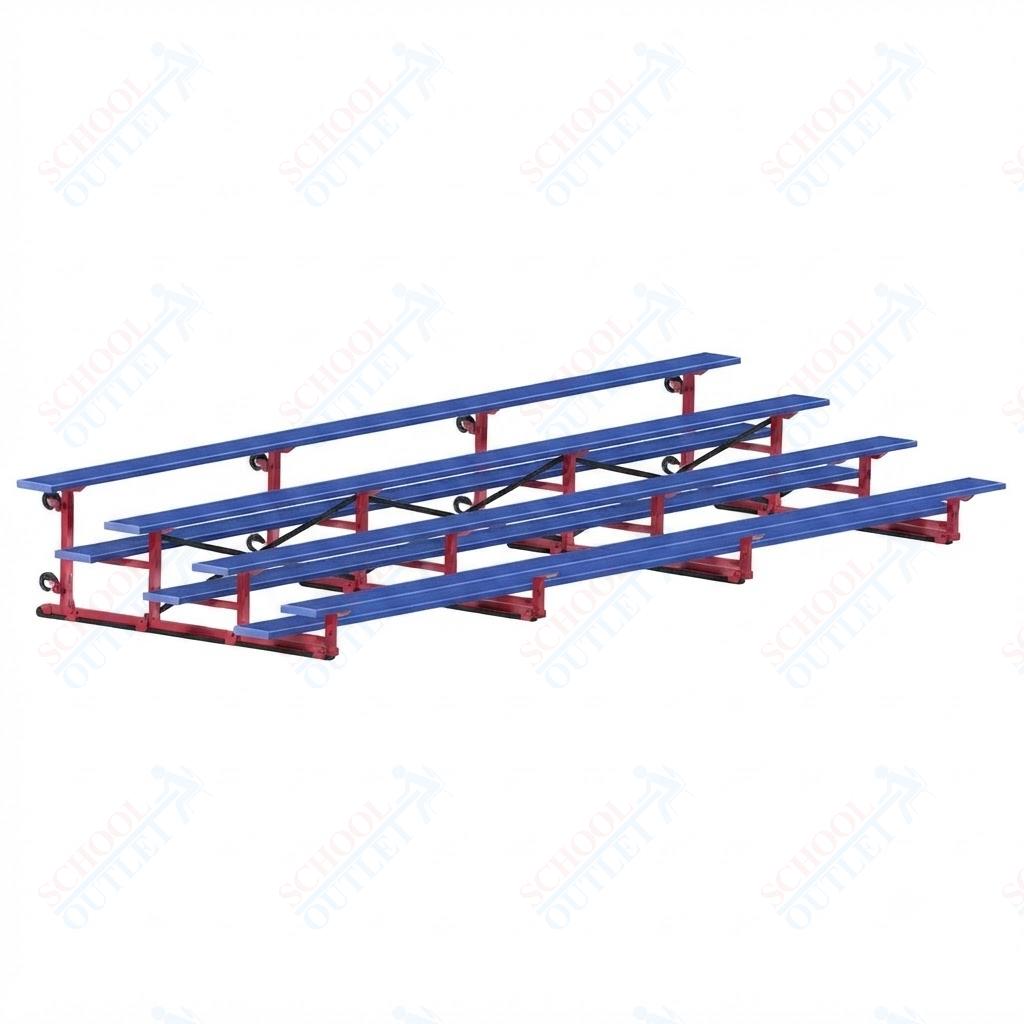 Jaypro Sports Bleacher - 4 Row - Tip & Roll, Single Foot Plank, Powder Coated - 21' L (BLCH-421TRGPC) - SchoolOutlet