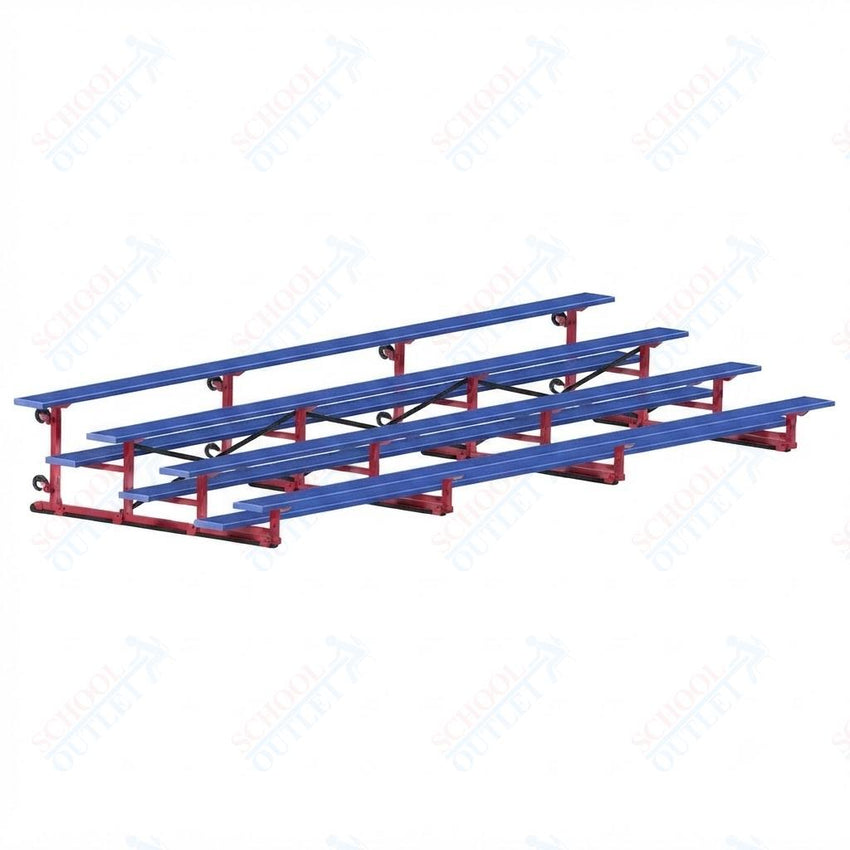Jaypro Sports Bleacher - 4 Row - Tip & Roll, Single Foot Plank, Powder Coated - 21' L (BLCH-421TRGPC) - SchoolOutlet