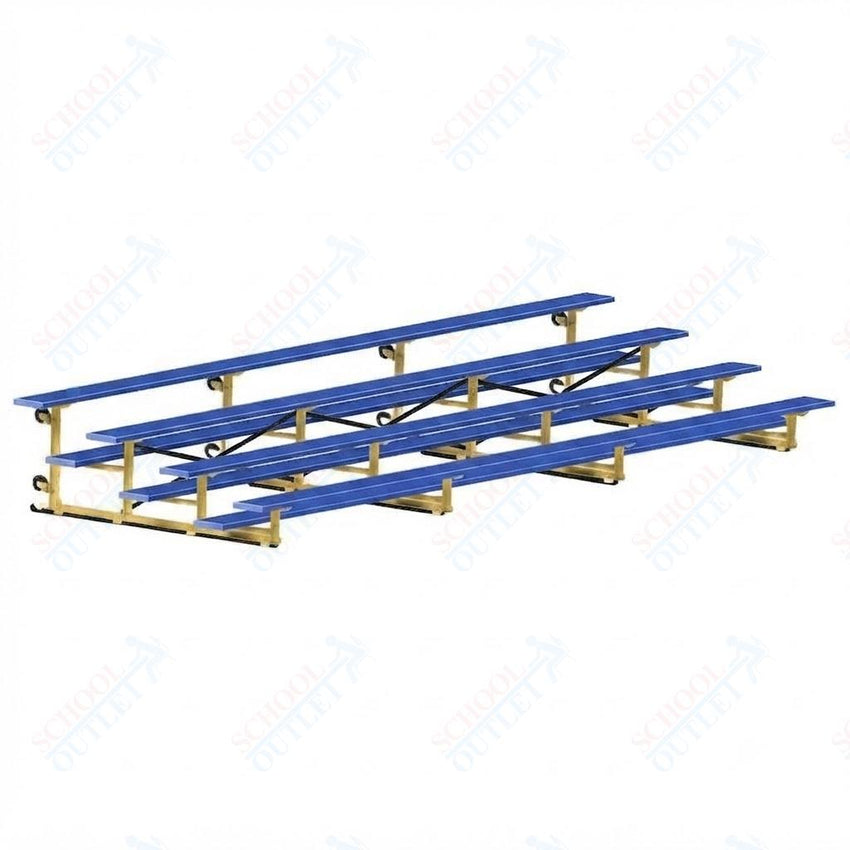 Jaypro Sports Bleacher - 4 Row - Tip & Roll, Single Foot Plank, Powder Coated - 21' L (BLCH-421TRGPC) - SchoolOutlet