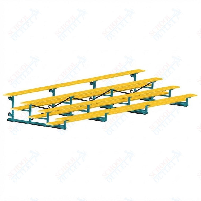 Jaypro Sports Bleacher - 4 Row - Tip & Roll, Single Foot Plank, Powder Coated - 21' L (BLCH-421TRGPC) - SchoolOutlet