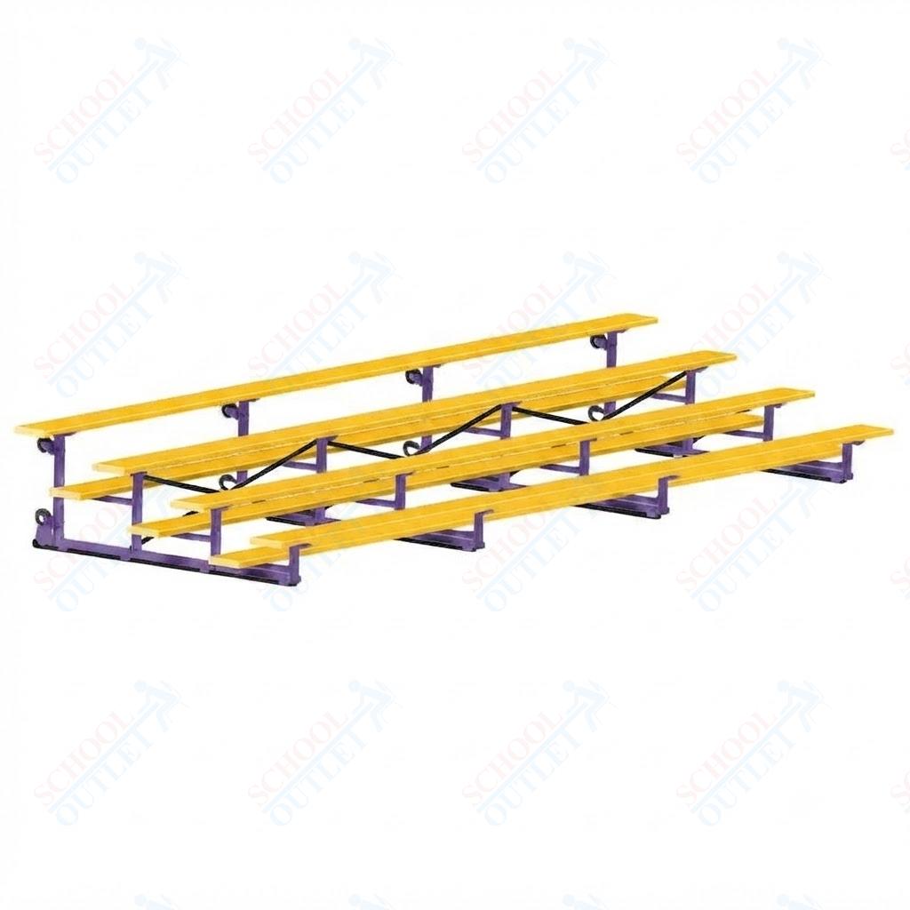 Jaypro Sports Bleacher - 4 Row - Tip & Roll, Single Foot Plank, Powder Coated - 21' L (BLCH-421TRGPC) - SchoolOutlet