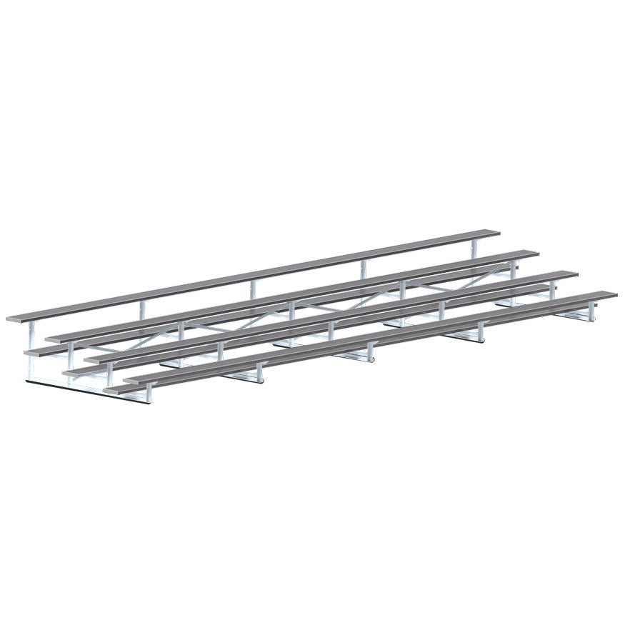 Jaypro Sports Bleacher - 4 Row - Single Foot Plank, All Aluminum Bleachers, Powder Coated - 27' L (BLCH - 427ALPC) - SchoolOutlet