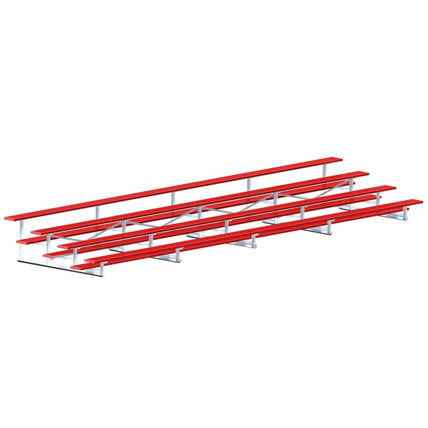 Jaypro Sports Bleacher - 4 Row - Single Foot Plank, All Aluminum Bleachers, Powder Coated - 27' L (BLCH - 427ALPC) - SchoolOutlet