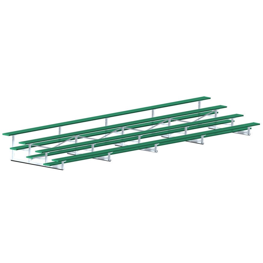 Jaypro Sports Bleacher - 4 Row - Single Foot Plank, Aluminum & Steel Bleachers, Powder Coated - 27' L (BLCH - 427PC) - SchoolOutlet