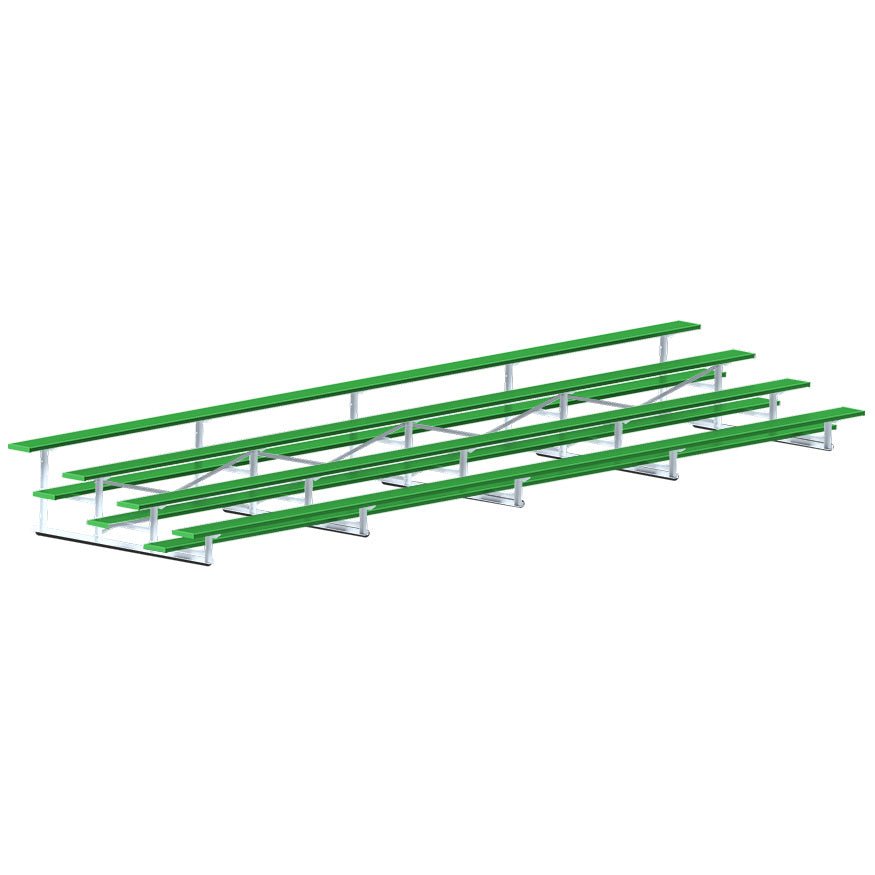 Jaypro Sports Bleacher - 4 Row - Single Foot Plank, Aluminum & Steel Bleachers, Powder Coated - 27' L (BLCH - 427PC) - SchoolOutlet