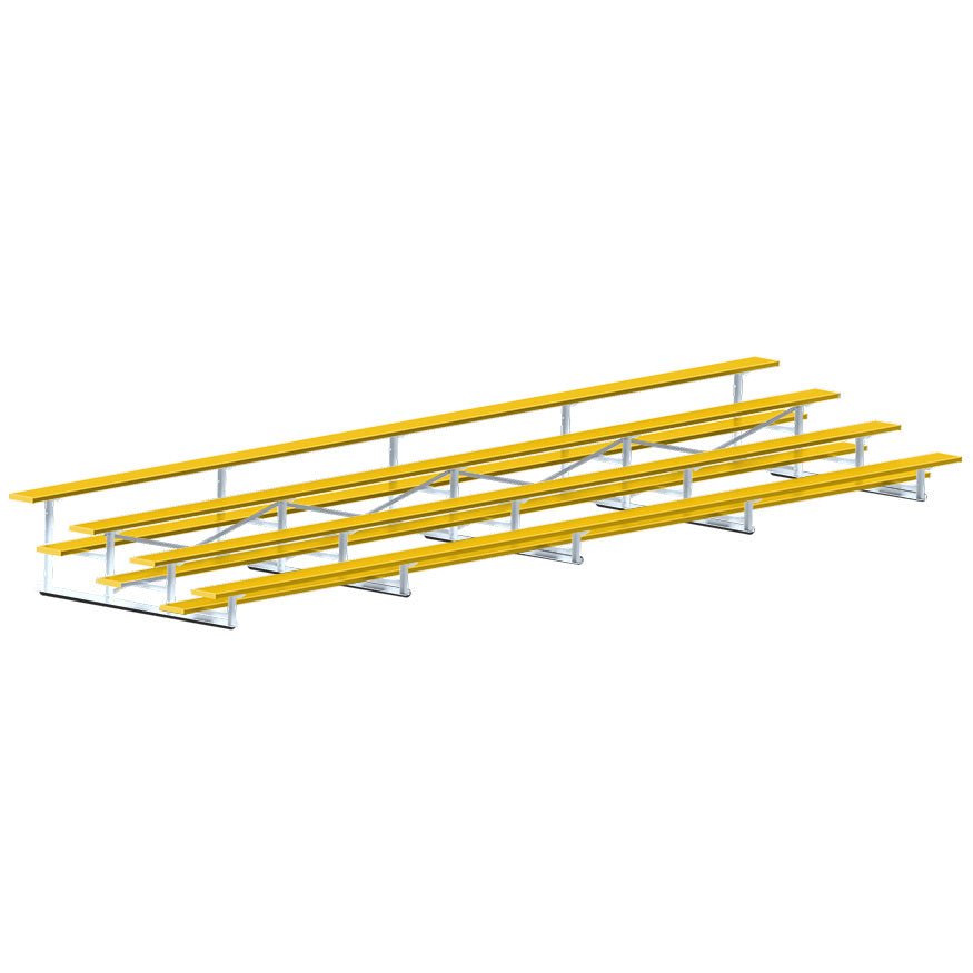 Jaypro Sports Bleacher - 4 Row - Single Foot Plank, Aluminum & Steel Bleachers, Powder Coated - 27' L (BLCH - 427PC) - SchoolOutlet
