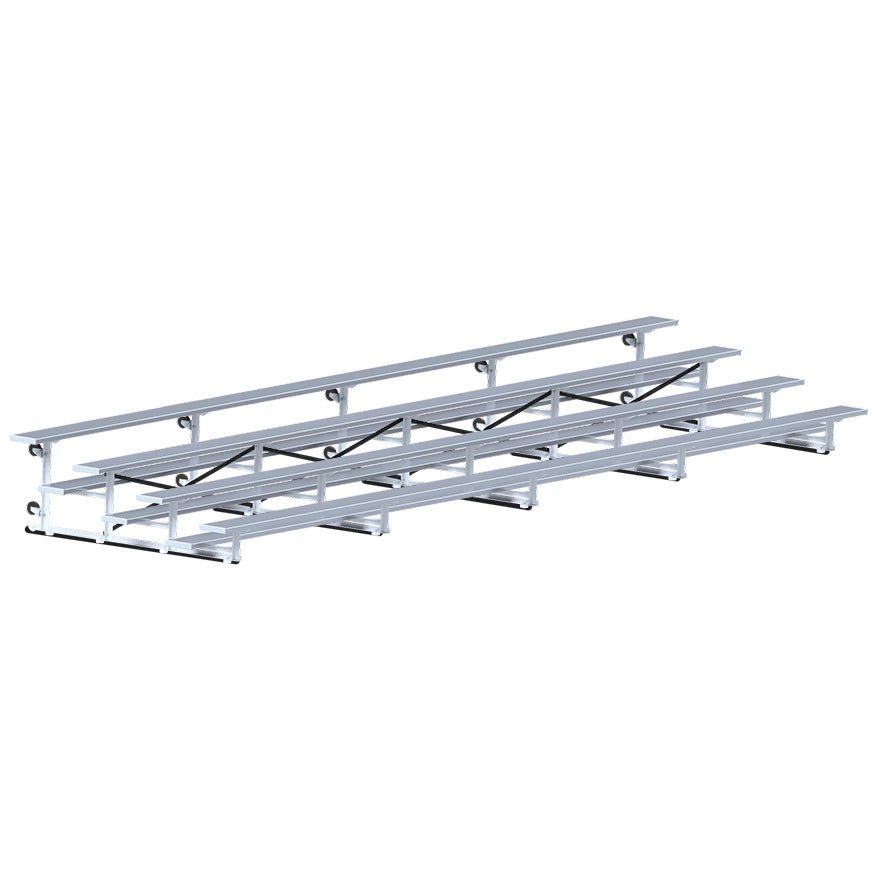 Jaypro Sports Bleacher - 4 Row - Tip & Roll, Single Foot Plank - 27' L (BLCH - 427TRG) - SchoolOutlet