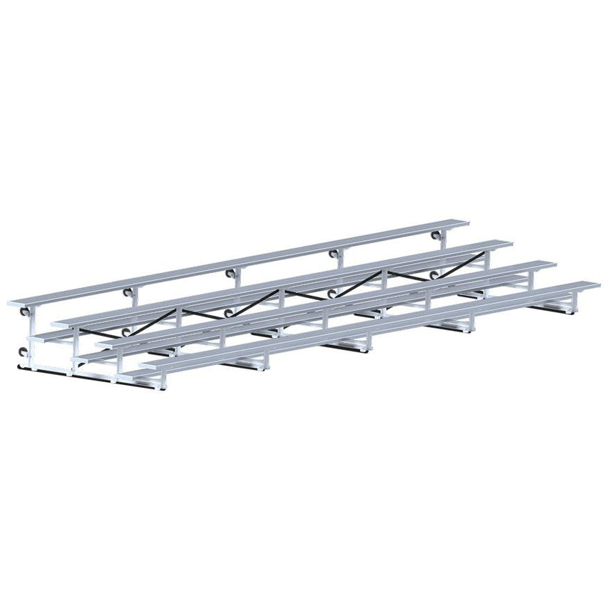 Jaypro Sports Bleacher - 4 Row - Tip & Roll, Single Foot Plank - 27' L (BLCH - 427TRG) - SchoolOutlet