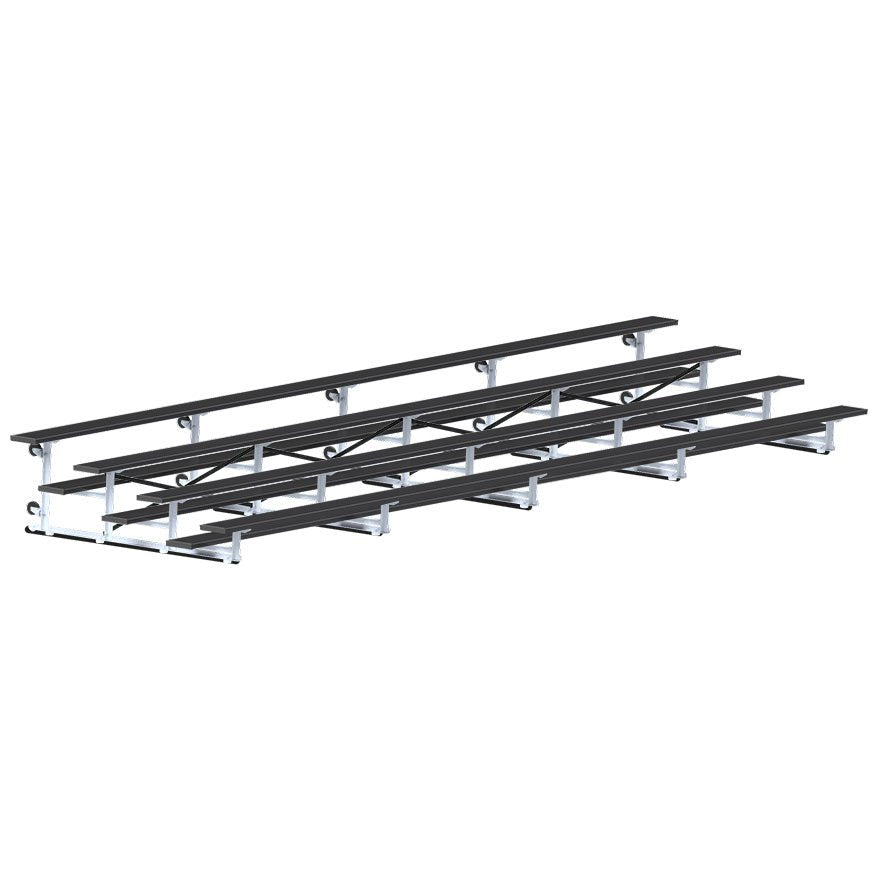 Jaypro Sports Bleacher - 4 Row - Tip & Roll, Single Foot Plank, Powder Coated - 27' L (BLCH - 427TRGPC) - SchoolOutlet