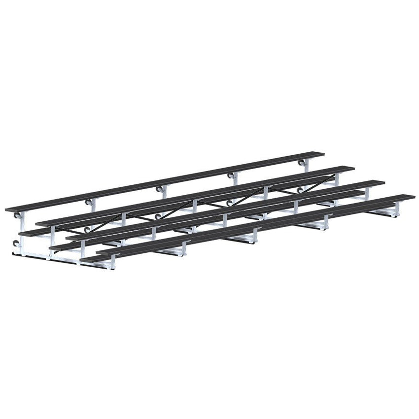 Jaypro Sports Bleacher - 4 Row - Tip & Roll, Single Foot Plank, Powder Coated - 27' L (BLCH - 427TRGPC) - SchoolOutlet
