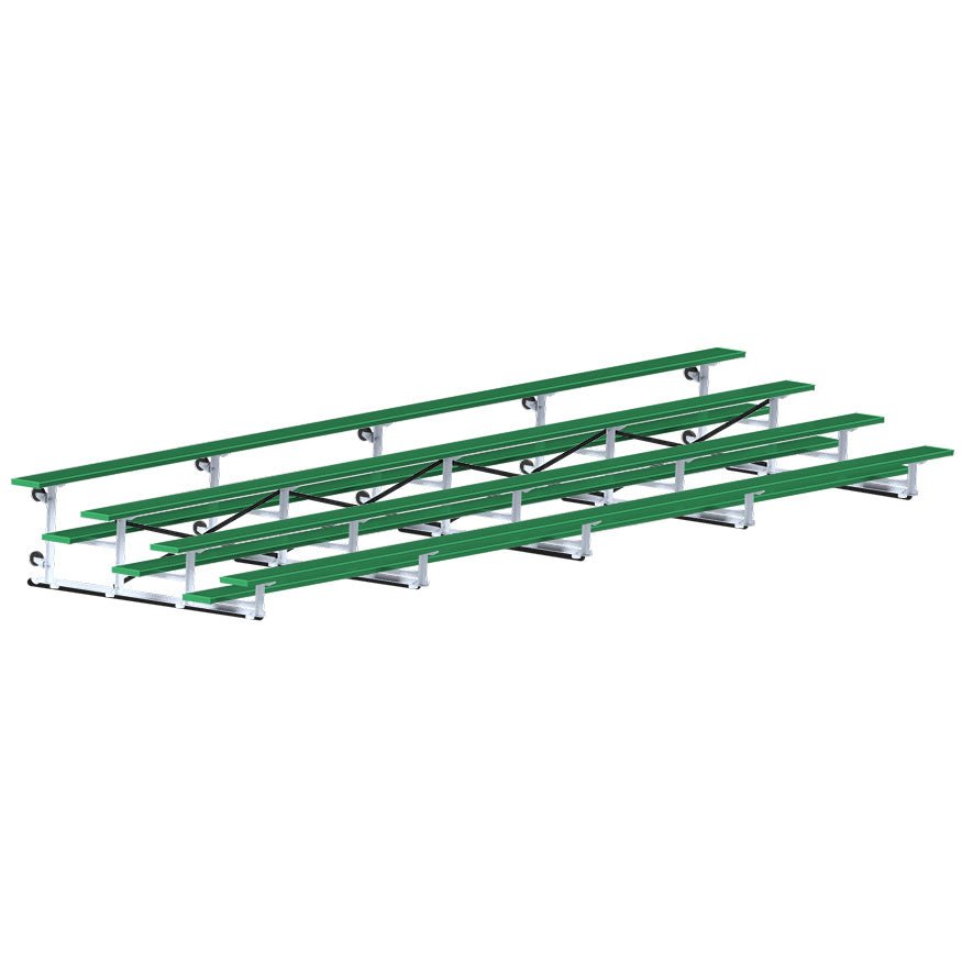 Jaypro Sports Bleacher - 4 Row - Tip & Roll, Single Foot Plank, Powder Coated - 27' L (BLCH - 427TRGPC) - SchoolOutlet