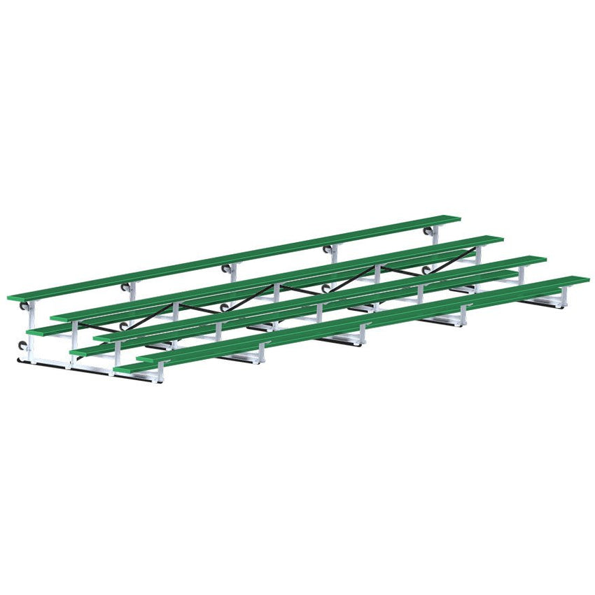 Jaypro Sports Bleacher - 4 Row - Tip & Roll, Single Foot Plank, Powder Coated - 27' L (BLCH - 427TRGPC) - SchoolOutlet