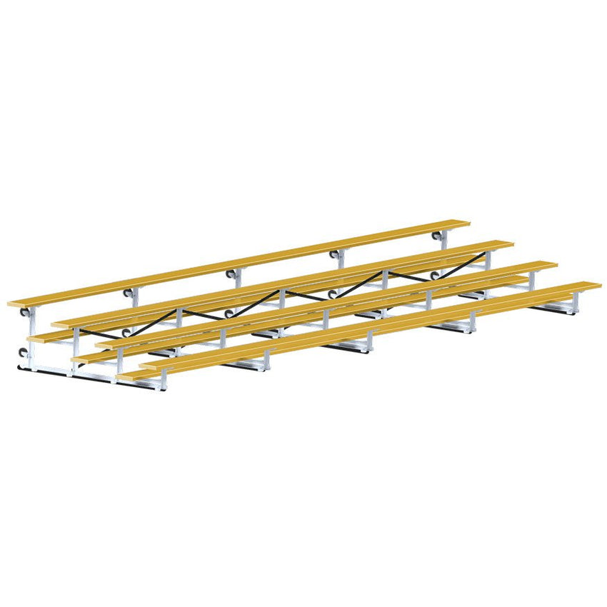 Jaypro Sports Bleacher - 4 Row - Tip & Roll, Single Foot Plank, Powder Coated - 27' L (BLCH - 427TRGPC) - SchoolOutlet