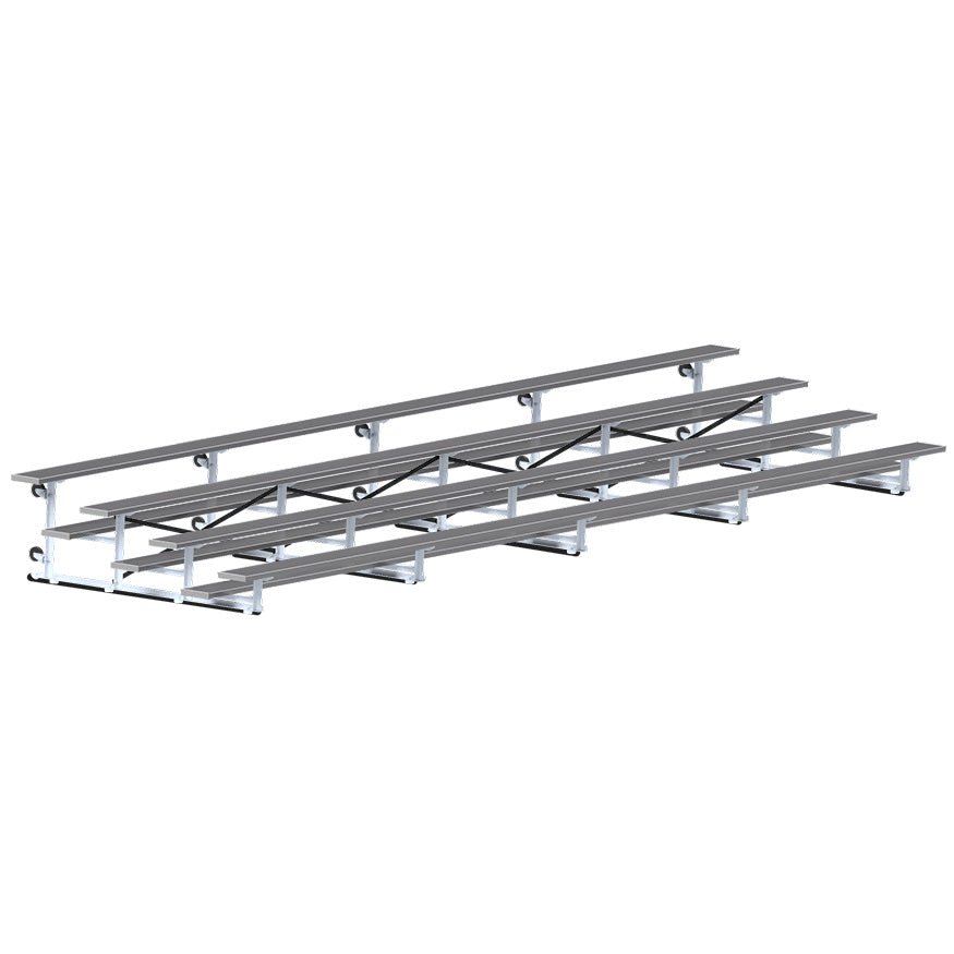 Jaypro Sports Bleacher - 4 Row - Tip & Roll, Single Foot Plank, Powder Coated - 27' L (BLCH - 427TRGPC) - SchoolOutlet