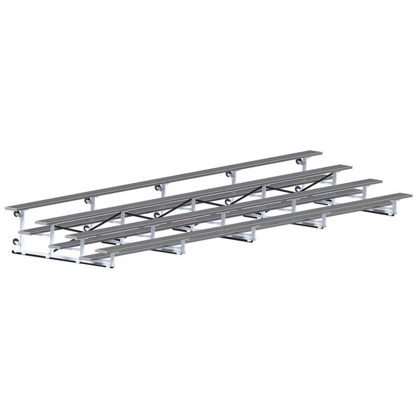 Jaypro Sports Bleacher - 4 Row - Tip & Roll, Single Foot Plank, Powder Coated - 27' L (BLCH - 427TRGPC) - SchoolOutlet