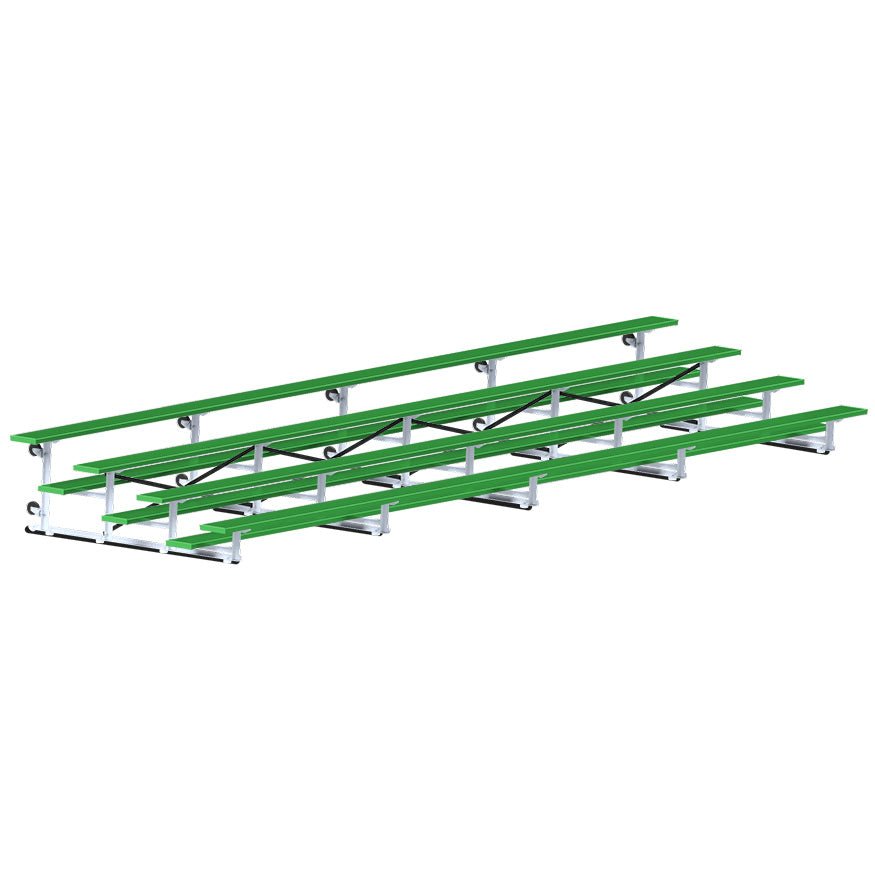 Jaypro Sports Bleacher - 4 Row - Tip & Roll, Single Foot Plank, Powder Coated - 27' L (BLCH - 427TRGPC) - SchoolOutlet