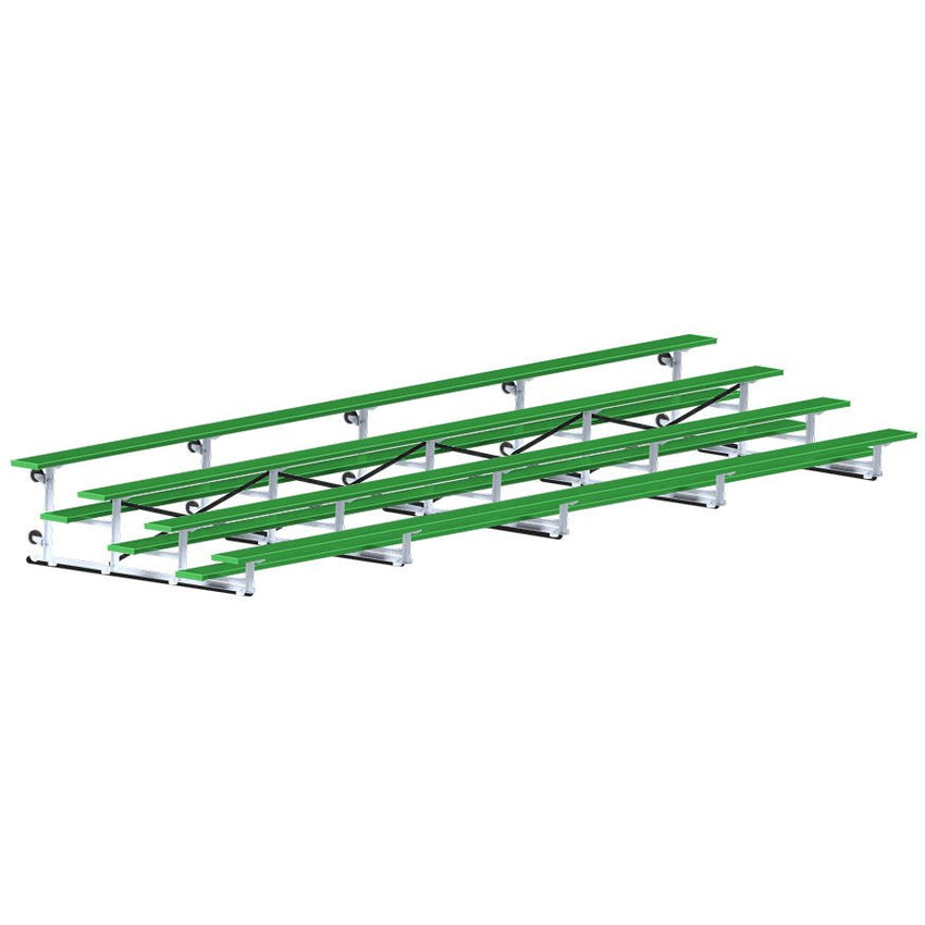 Jaypro Sports Bleacher - 4 Row - Tip & Roll, Single Foot Plank, Powder Coated - 27' L (BLCH - 427TRGPC) - SchoolOutlet