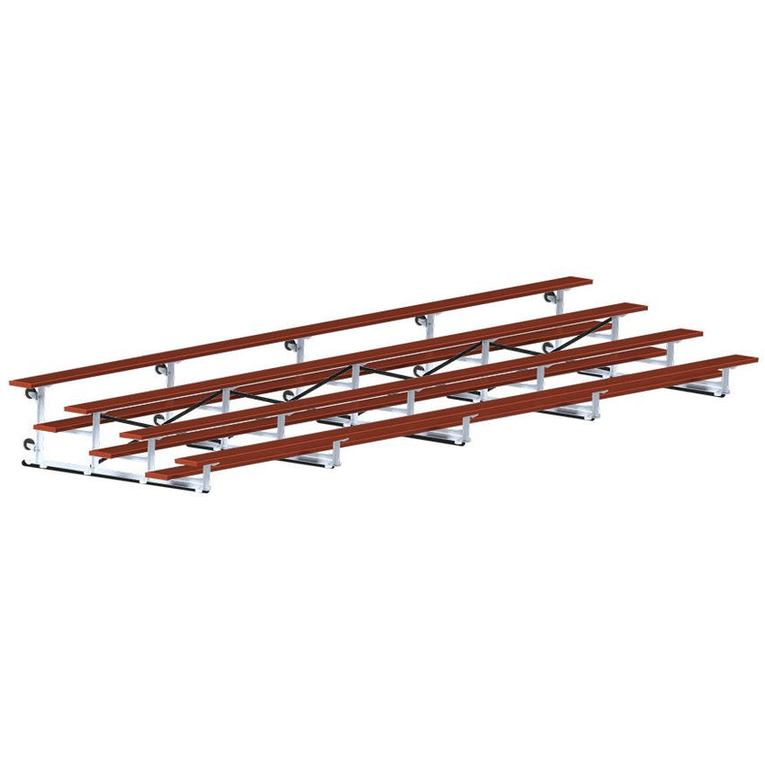 Jaypro Sports Bleacher - 4 Row - Tip & Roll, Single Foot Plank, Powder Coated - 27' L (BLCH - 427TRGPC) - SchoolOutlet