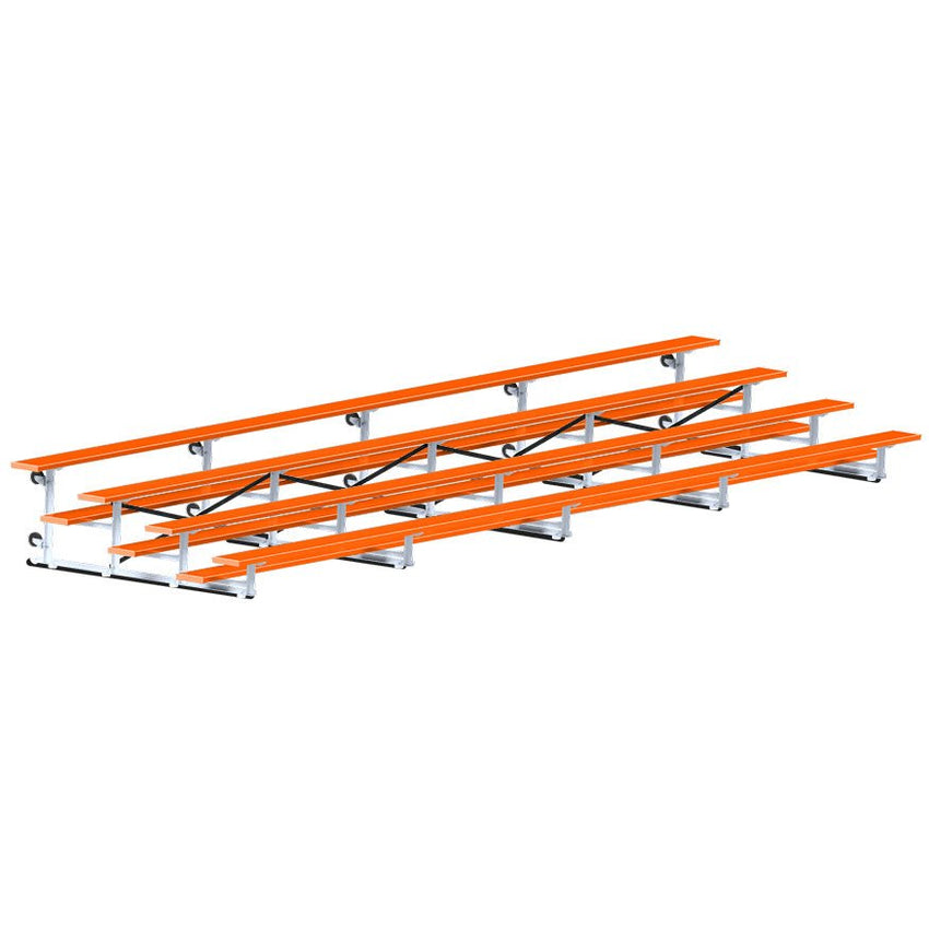 Jaypro Sports Bleacher - 4 Row - Tip & Roll, Single Foot Plank, Powder Coated - 27' L (BLCH - 427TRGPC) - SchoolOutlet
