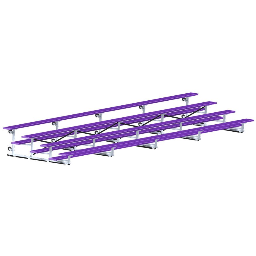 Jaypro Sports Bleacher - 4 Row - Tip & Roll, Single Foot Plank, Powder Coated - 27' L (BLCH - 427TRGPC) - SchoolOutlet