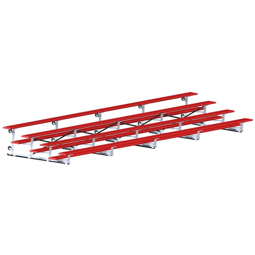 Jaypro Sports Bleacher - 4 Row - Tip & Roll, Single Foot Plank, Powder Coated - 27' L (BLCH - 427TRGPC) - SchoolOutlet