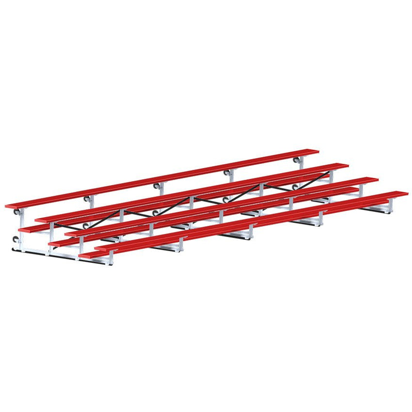 Jaypro Sports Bleacher - 4 Row - Tip & Roll, Single Foot Plank, Powder Coated - 27' L (BLCH - 427TRGPC) - SchoolOutlet