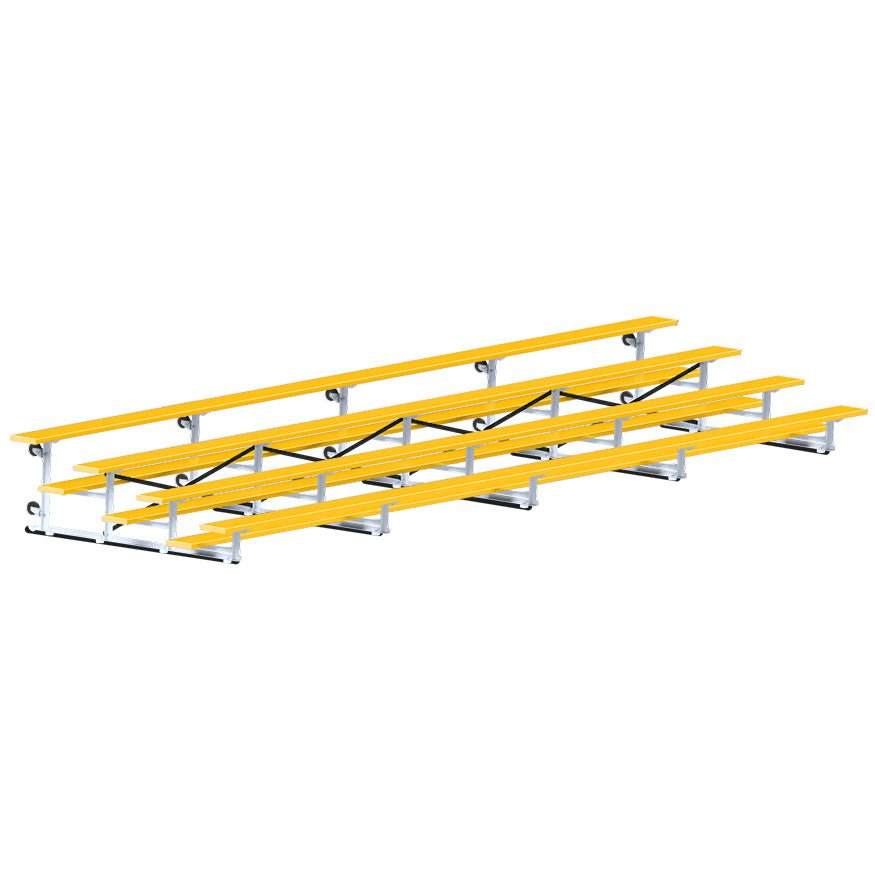 Jaypro Sports Bleacher - 4 Row - Tip & Roll, Single Foot Plank, Powder Coated - 27' L (BLCH - 427TRGPC) - SchoolOutlet