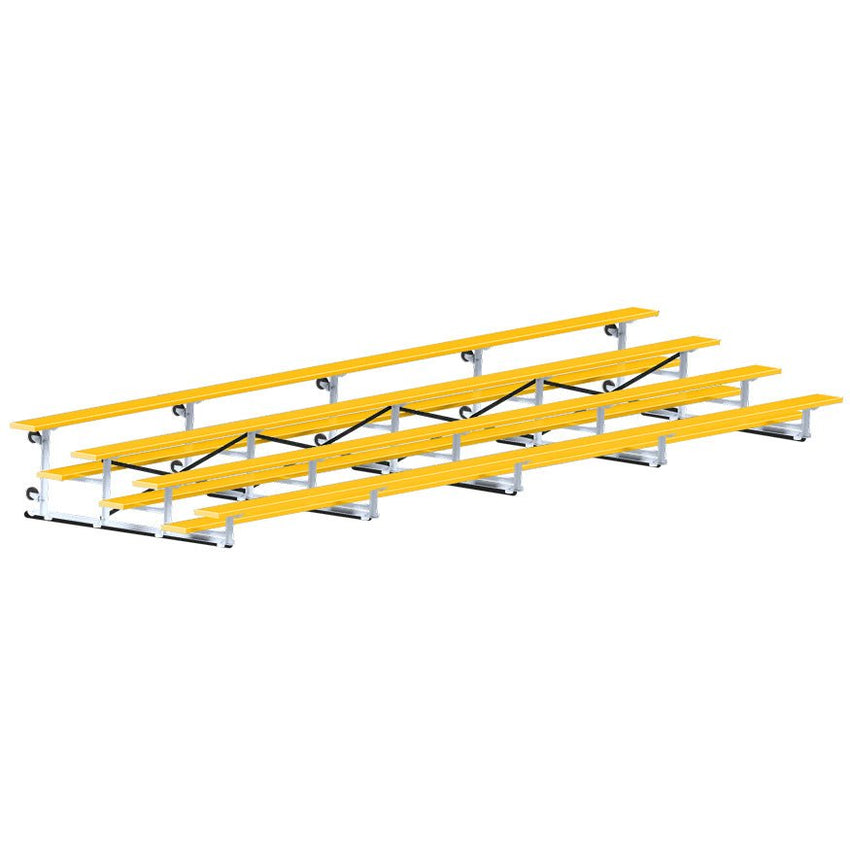 Jaypro Sports Bleacher - 4 Row - Tip & Roll, Single Foot Plank, Powder Coated - 27' L (BLCH - 427TRGPC) - SchoolOutlet