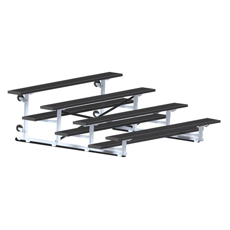 Jaypro Sports Bleacher - 4 Row - Tip & Roll, Single Foot Plank, Powder Coated - 7.5' L (BLCH - 475TRGPC) - SchoolOutlet