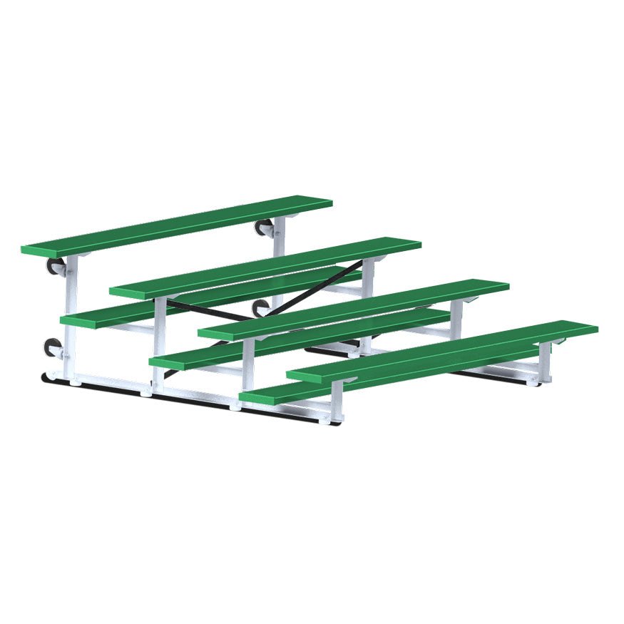 Jaypro Sports Bleacher - 4 Row - Tip & Roll, Single Foot Plank, Powder Coated - 7.5' L (BLCH - 475TRGPC) - SchoolOutlet