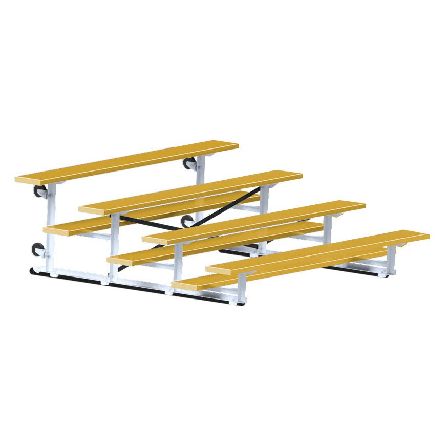 Jaypro Sports Bleacher - 4 Row - Tip & Roll, Single Foot Plank, Powder Coated - 7.5' L (BLCH - 475TRGPC) - SchoolOutlet