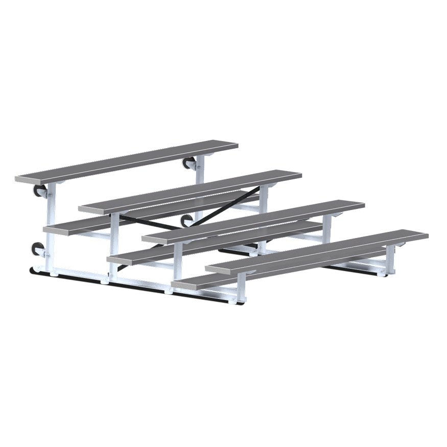 Jaypro Sports Bleacher - 4 Row - Tip & Roll, Single Foot Plank, Powder Coated - 7.5' L (BLCH - 475TRGPC) - SchoolOutlet
