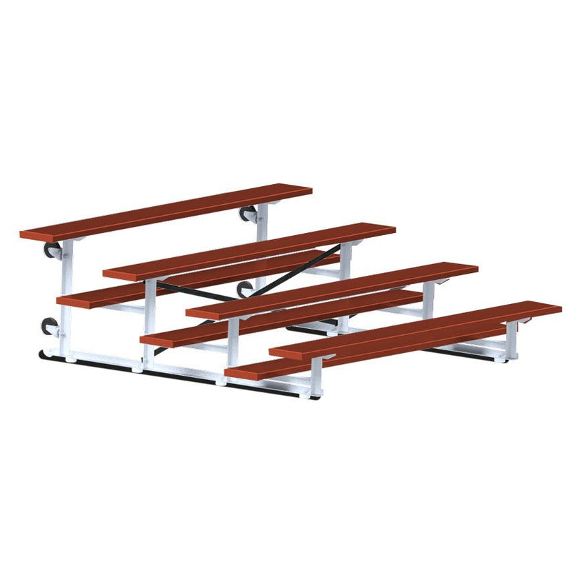 Jaypro Sports Bleacher - 4 Row - Tip & Roll, Single Foot Plank, Powder Coated - 7.5' L (BLCH - 475TRGPC) - SchoolOutlet
