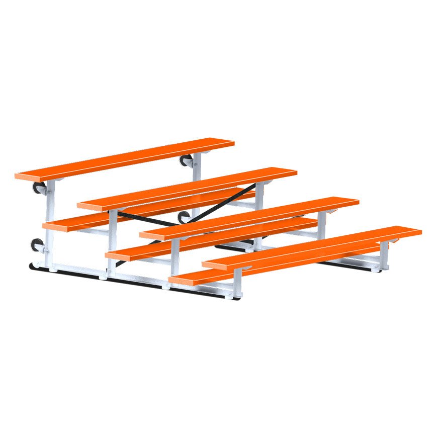 Jaypro Sports Bleacher - 4 Row - Tip & Roll, Single Foot Plank, Powder Coated - 7.5' L (BLCH - 475TRGPC) - SchoolOutlet