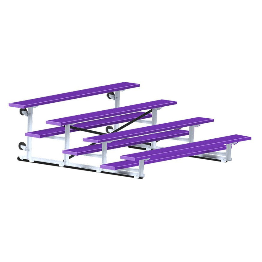 Jaypro Sports Bleacher - 4 Row - Tip & Roll, Single Foot Plank, Powder Coated - 7.5' L (BLCH - 475TRGPC) - SchoolOutlet