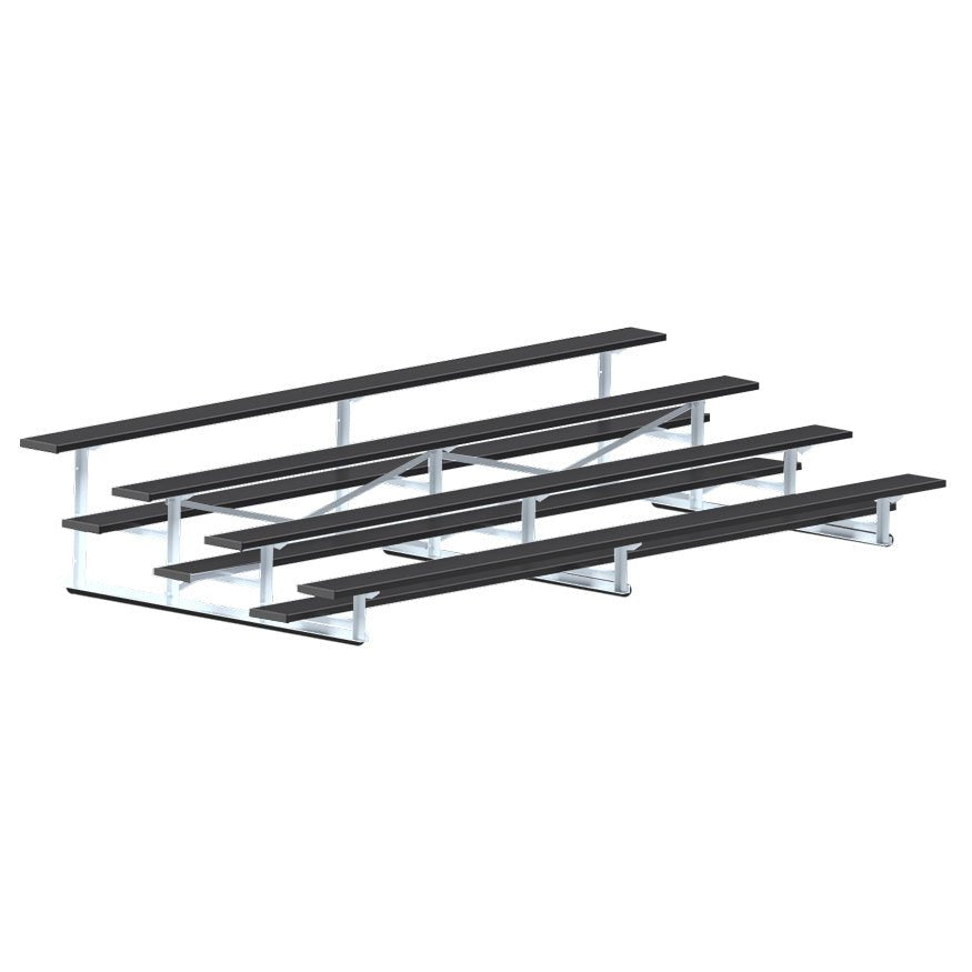 Jaypro Sports Bleacher - 4 Row - Single Foot Plank, Aluminum & Steel Bleachers, Powder Coated - 15' L (BLCH-4PC) - SchoolOutlet