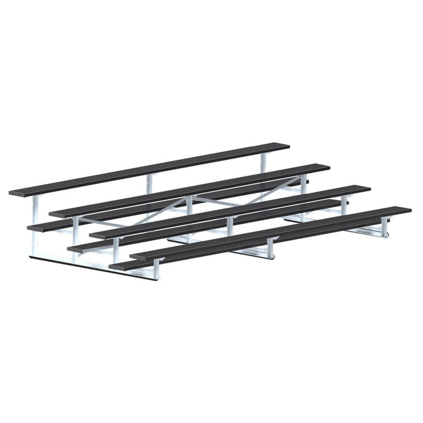 Jaypro Sports Bleacher - 4 Row - Single Foot Plank, Aluminum & Steel Bleachers, Powder Coated - 15' L (BLCH-4PC) - SchoolOutlet