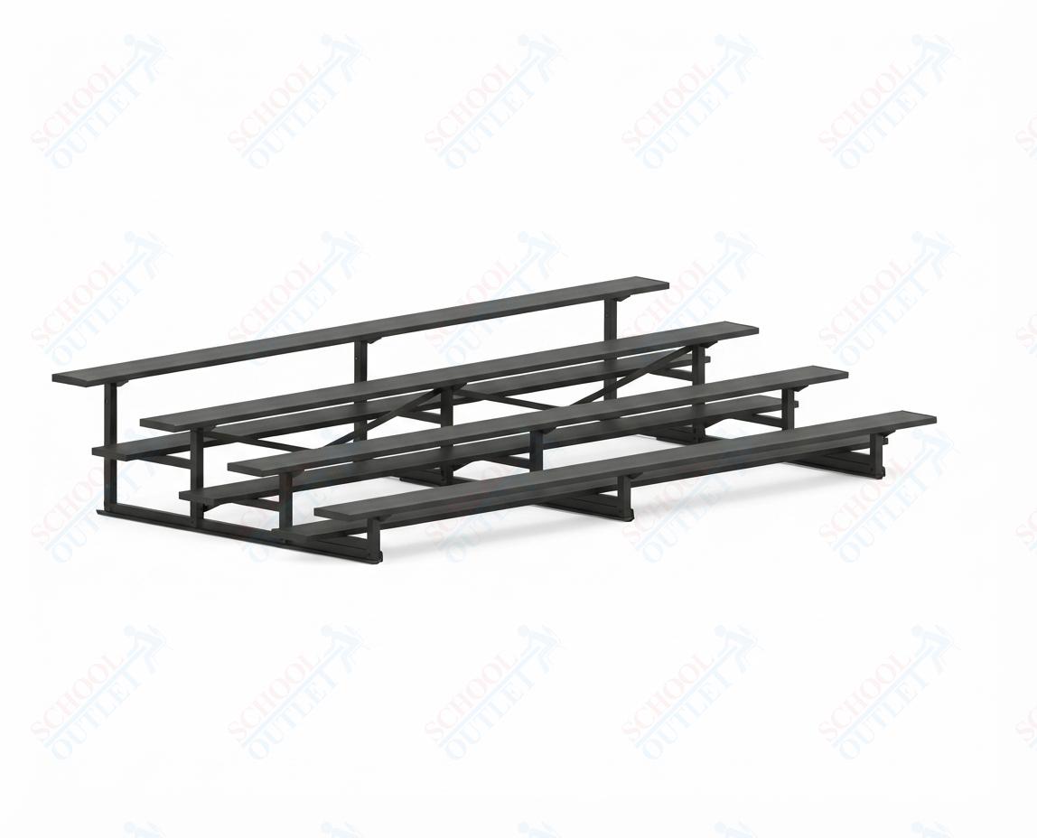 Jaypro Sports Bleacher - 4 Row - Single Foot Plank, Aluminum & Steel Bleachers, Powder Coated - 15' L (BLCH-4PC) - SchoolOutlet