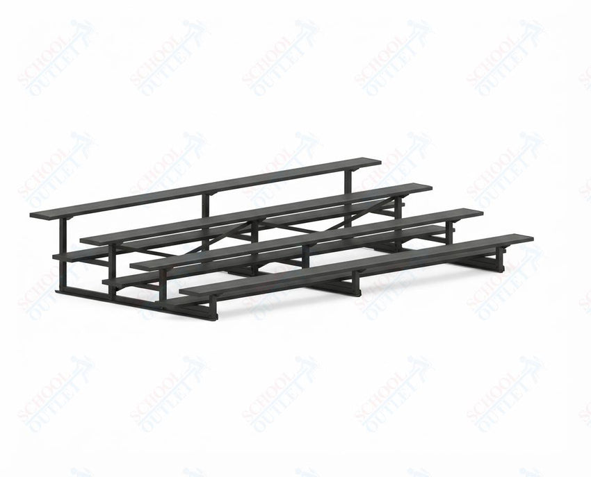Jaypro Sports Bleacher - 4 Row - Single Foot Plank, Aluminum & Steel Bleachers, Powder Coated - 15' L (BLCH-4PC) - SchoolOutlet