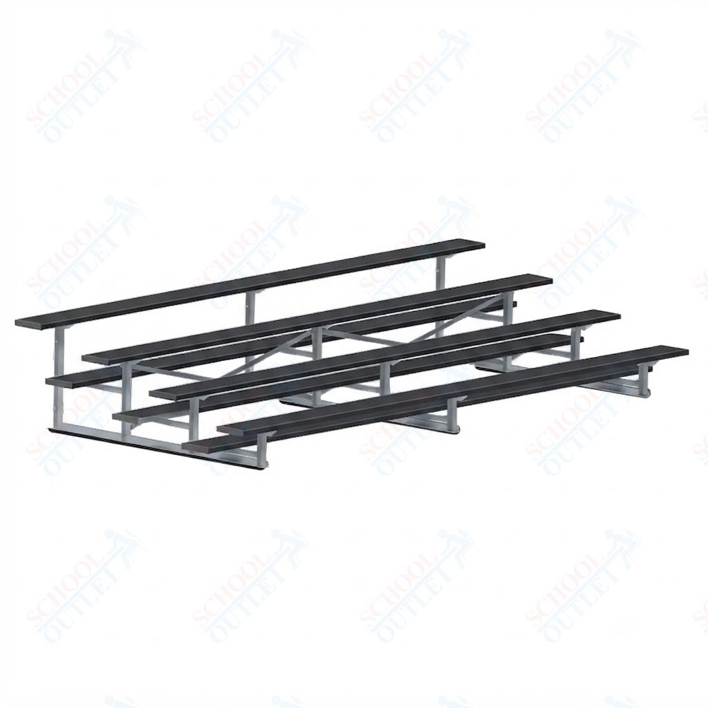 Jaypro Sports Bleacher - 4 Row - Single Foot Plank, Aluminum & Steel Bleachers, Powder Coated - 15' L (BLCH-4PC) - SchoolOutlet