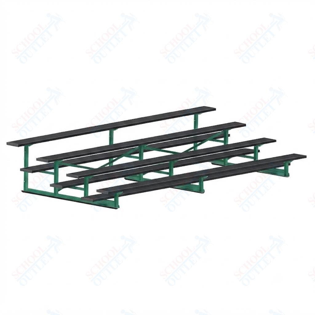 Jaypro Sports Bleacher - 4 Row - Single Foot Plank, Aluminum & Steel Bleachers, Powder Coated - 15' L (BLCH-4PC) - SchoolOutlet